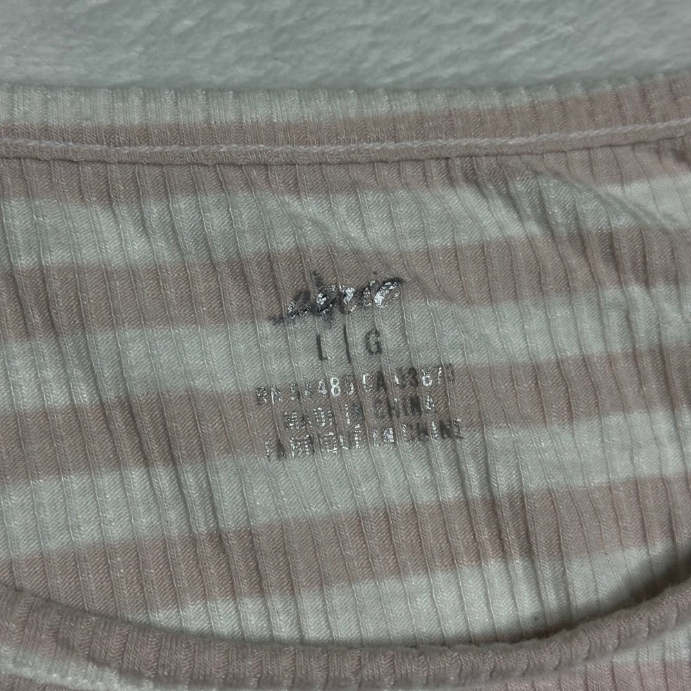 Aerie Women's L Pink White Striped Rib Knit Cami Tank Drawstring Hem Fairycore - Picture 3 of 5
